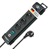 Brennenstuhl Premium-Line Steckdosenleiste 4-Fach (Mehrfachsteckdose mit Schalter und 1,8m Kabel -45° Winkel der Schutzkontakt-Steckdosen, Made in Germany) schwarz
